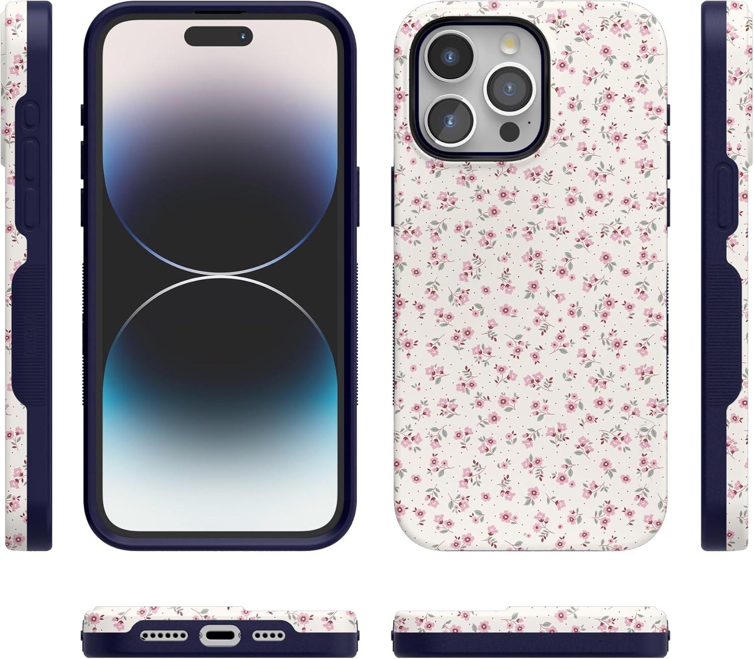 imageCasely iPhone 15 Pro Case Cottage Charm Cottagecore Bold Protective Design Compatible with MagSafe