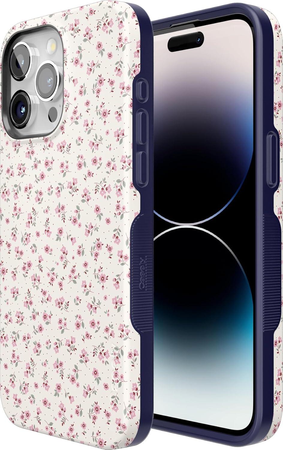 imageCasely iPhone 15 Pro Case Cottage Charm Cottagecore Bold Protective Design Compatible with MagSafe