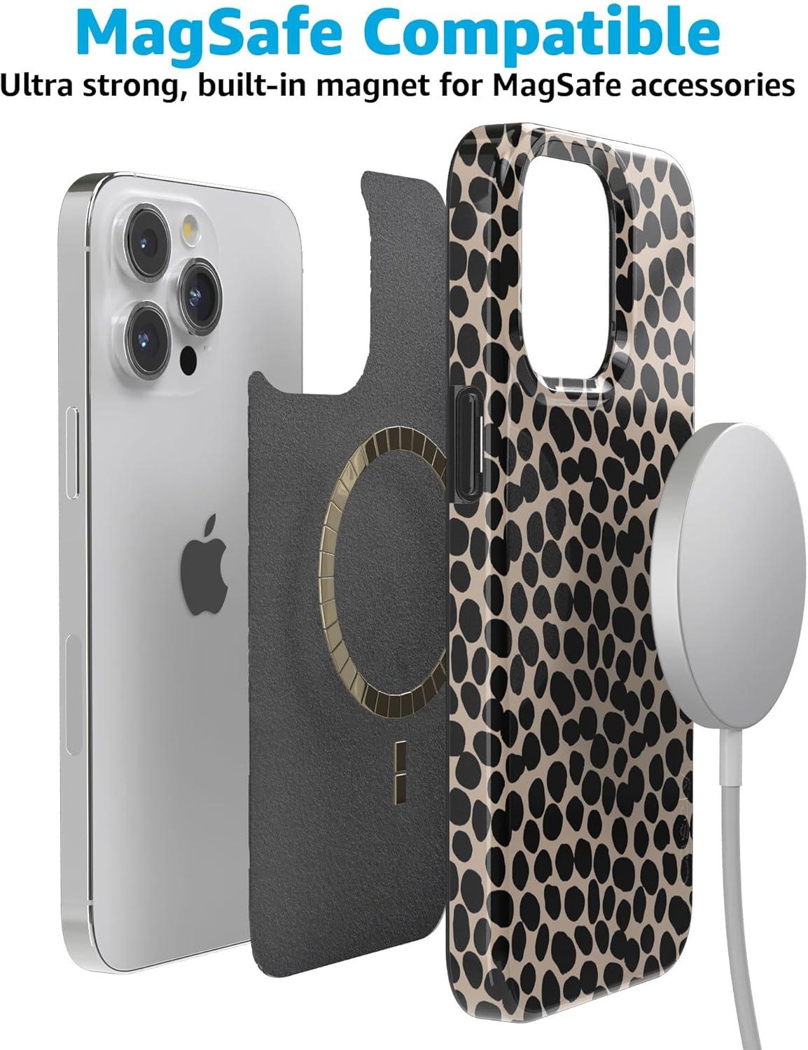 imageCasely iPhone 15 Pro Case Lost in Spots Cheetah Print Compatible with MagSafe Classic Ultra Thin Design
