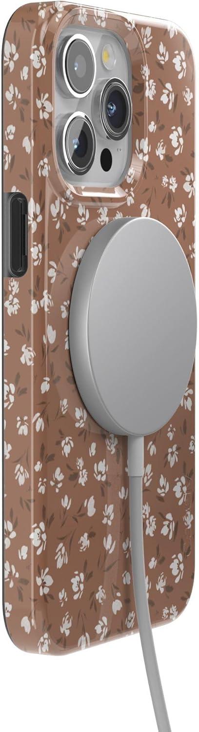 imageCasely iPhone 15 Pro Case Mocha Meadow Tiny Flowers Compatible with MagSafe Classic Ultra Thin Design