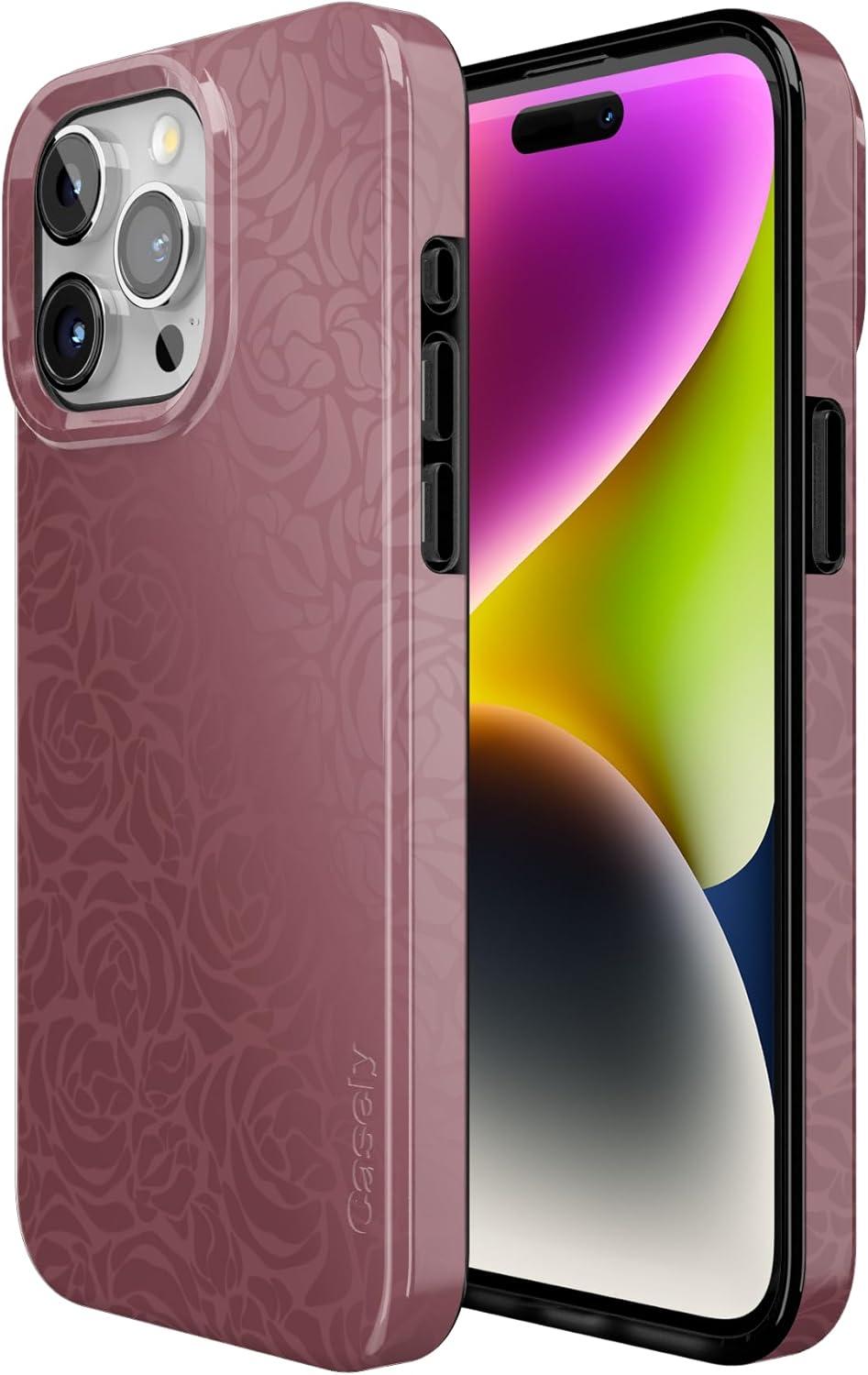 imageCasely iPhone 15 Pro Case Moody Monochrome Bordeaux Rose Compatible with MagSafe Classic Ultra Thin Design