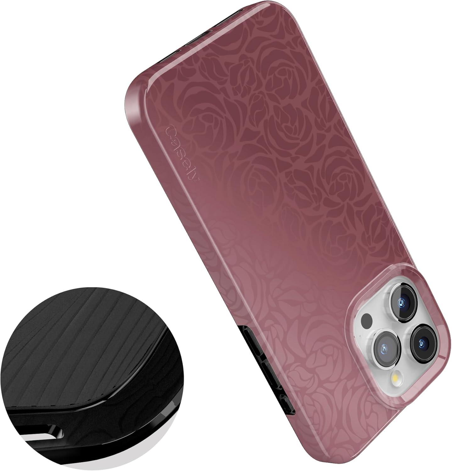 imageCasely iPhone 15 Pro Case Moody Monochrome Bordeaux Rose Compatible with MagSafe Classic Ultra Thin Design