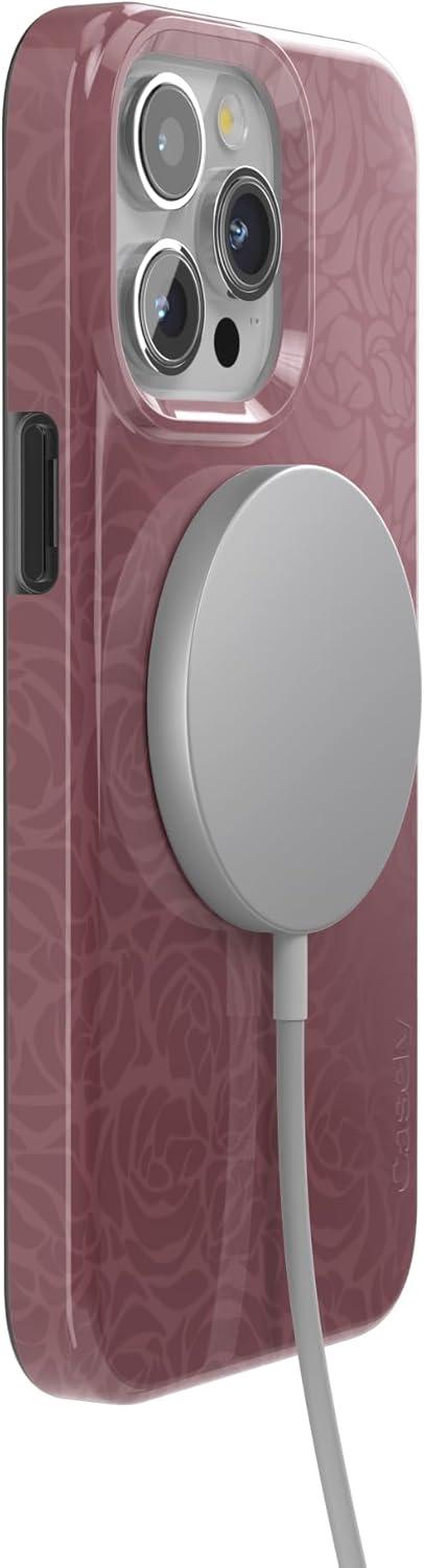 imageCasely iPhone 15 Pro Case Moody Monochrome Bordeaux Rose Compatible with MagSafe Classic Ultra Thin Design