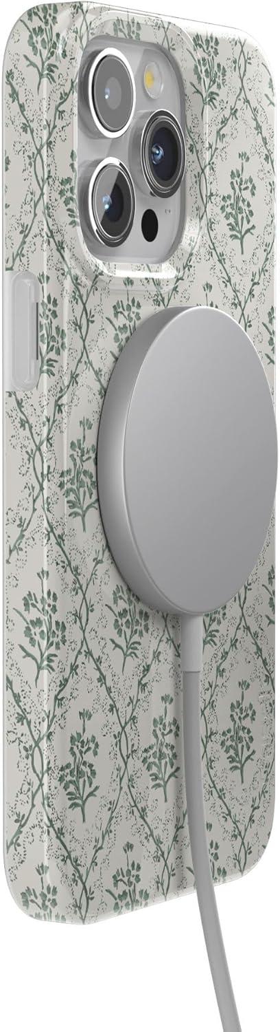 imageCasely iPhone 15 Pro Case Sage Tapestry Floral Vines Compatible with MagSafe Classic Ultra Thin Design