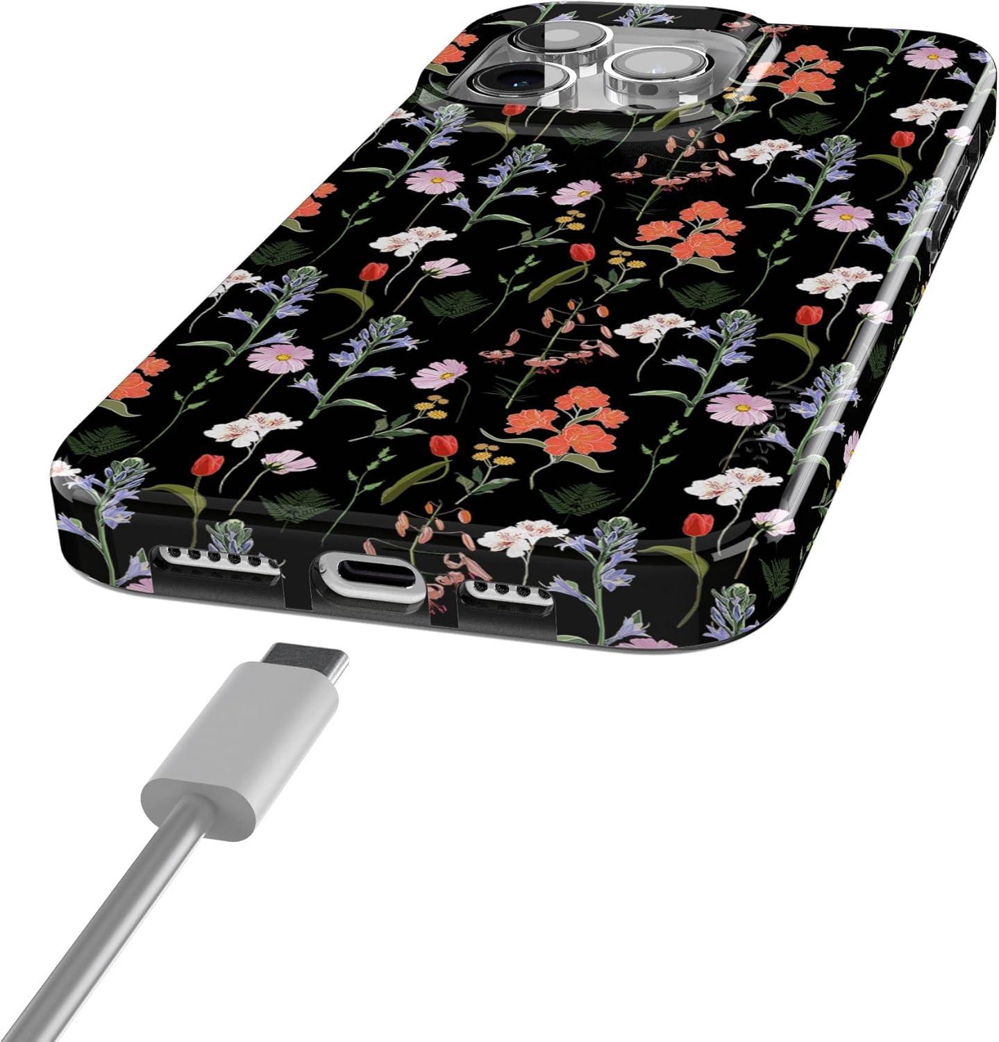 imageCasely iPhone 15 Pro Case Secret Garden Mixed Floral Compatible with MagSafe Classic Ultra Thin Design