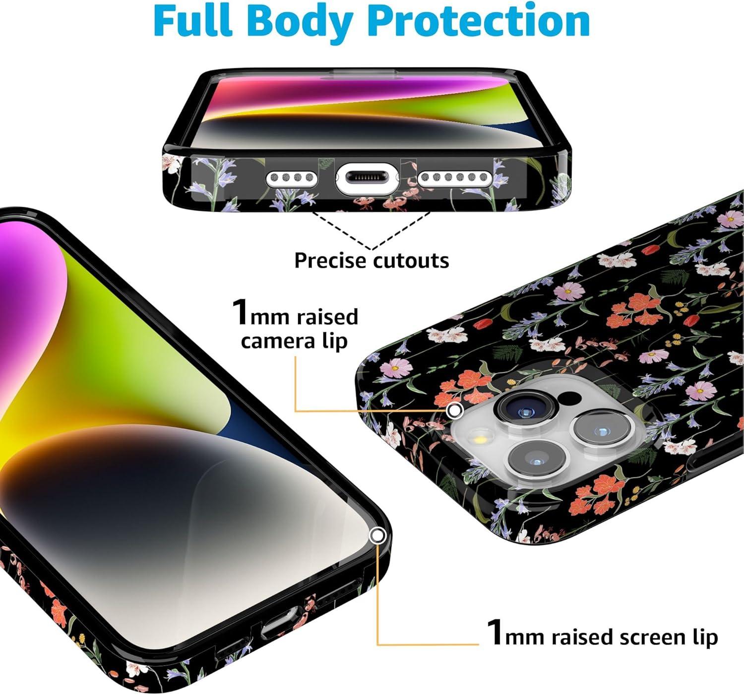 imageCasely iPhone 15 Pro Case Secret Garden Mixed Floral Compatible with MagSafe Classic Ultra Thin Design