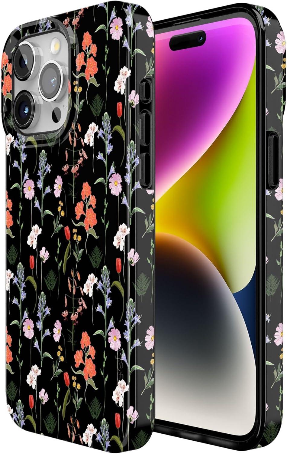 imageCasely iPhone 15 Pro Case Secret Garden Mixed Floral Compatible with MagSafe Classic Ultra Thin Design
