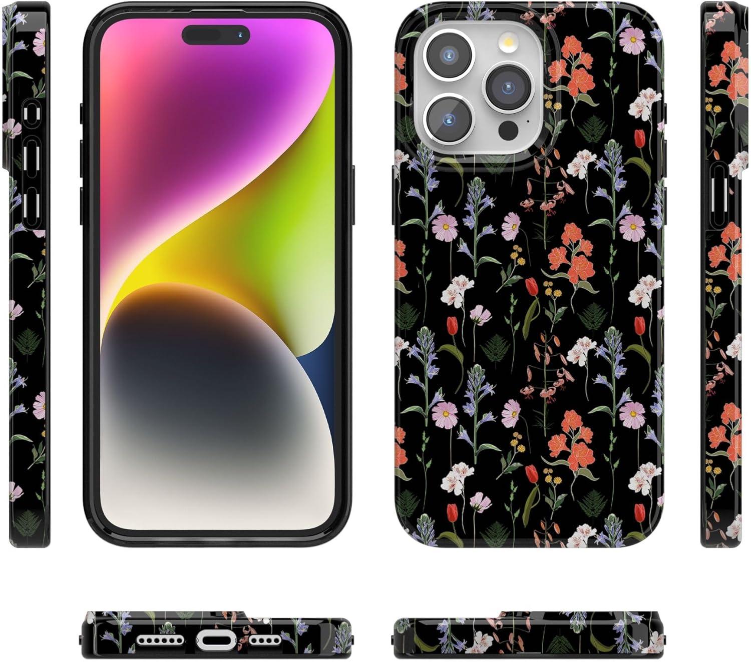 imageCasely iPhone 15 Pro Case Secret Garden Mixed Floral Compatible with MagSafe Classic Ultra Thin Design