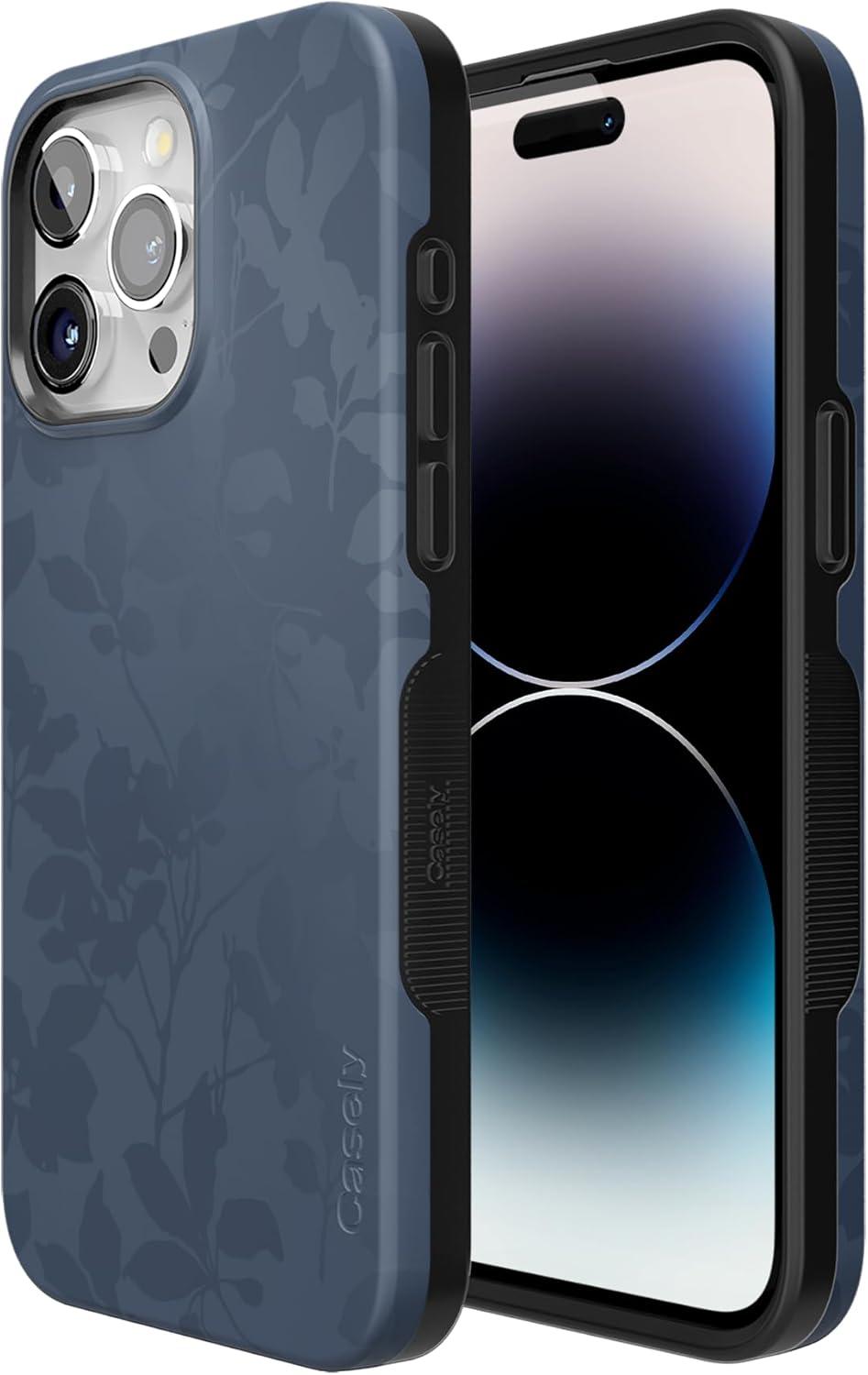 imageCasely iPhone 15 Pro Case Twilight Flora Moody Monochrome Bold Protective Design Compatible with MagSafe