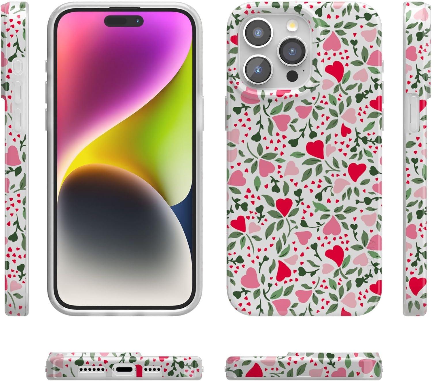imageCasely iPhone 15 Pro Case Vines of Love Floral Heart Compatible with MagSafe Classic Ultra Thin Design