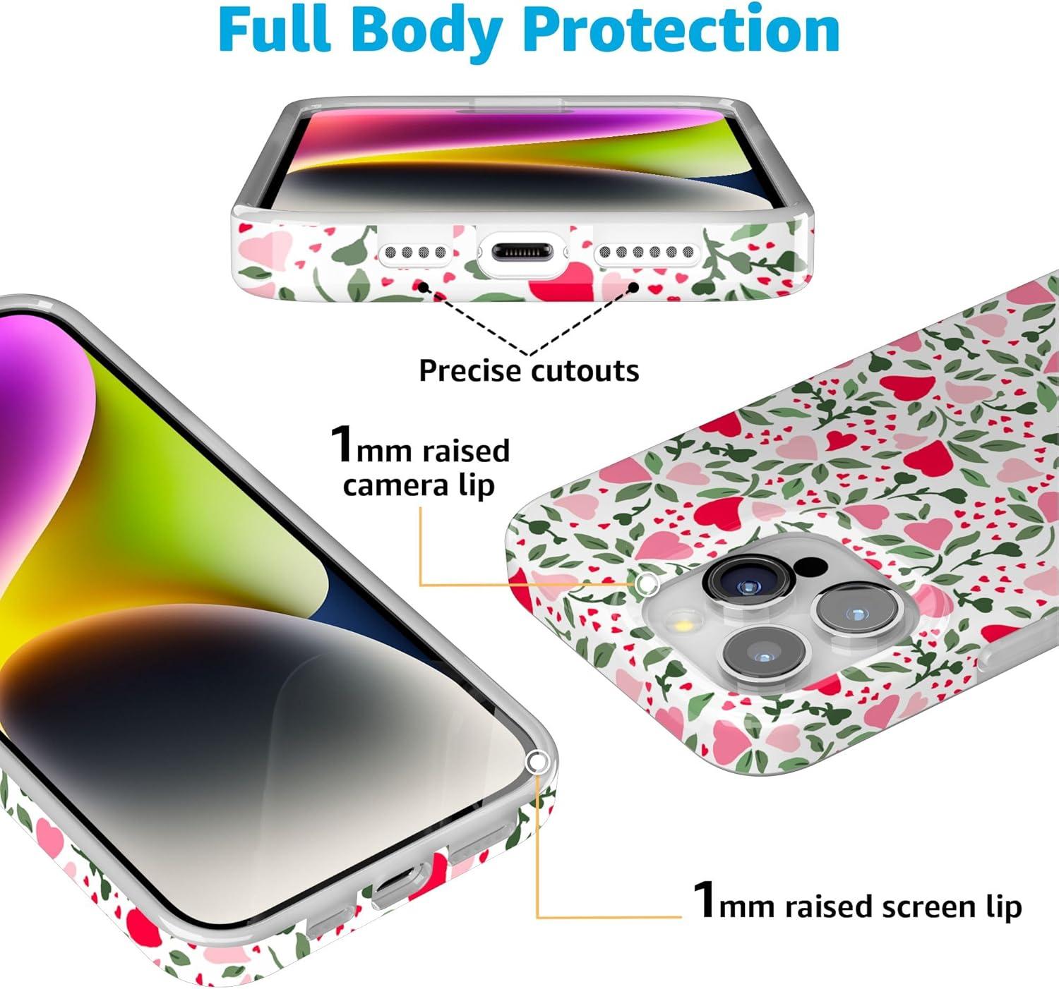 imageCasely iPhone 15 Pro Case Vines of Love Floral Heart Compatible with MagSafe Classic Ultra Thin Design