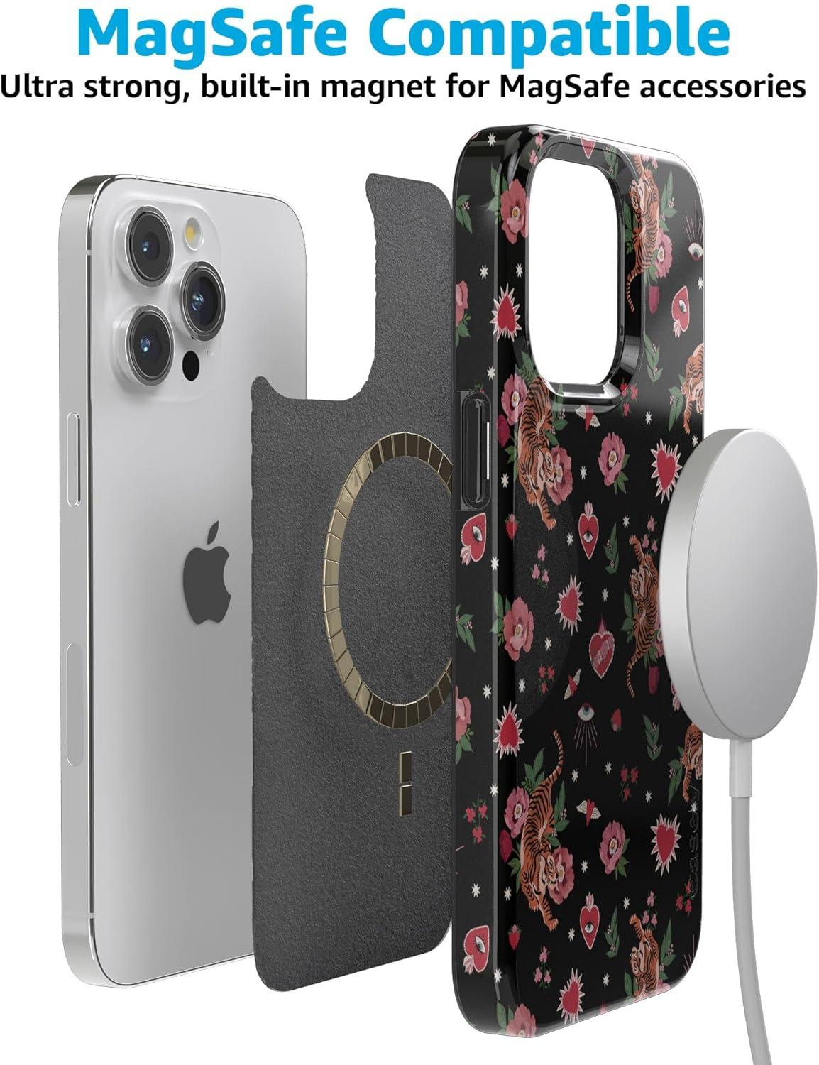 imageCasely iPhone 15 Pro Case Wild at Heart Tiger Compatible with MagSafe Classic Ultra Thin Design