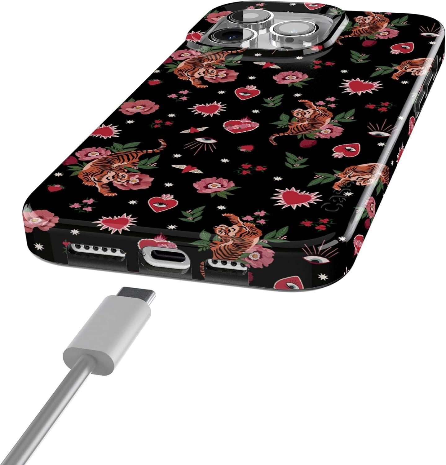 imageCasely iPhone 15 Pro Case Wild at Heart Tiger Compatible with MagSafe Classic Ultra Thin Design