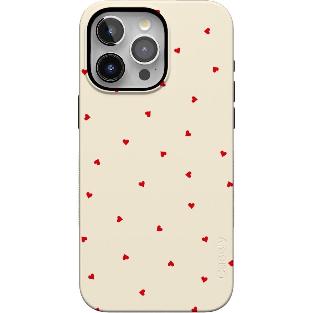 imageCasely iPhone 15 Pro Case Be Mine Tiny Hearts Bold Protective Design Compatible with MagSafe