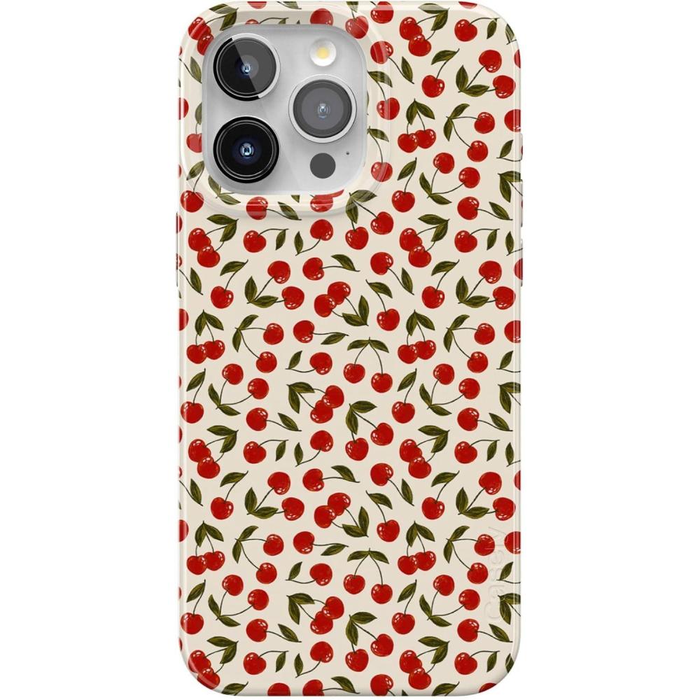 imageCasely iPhone 15 Pro Case Cherry on Top Red Cherries Compatible with MagSafe Classic Ultra Thin Design