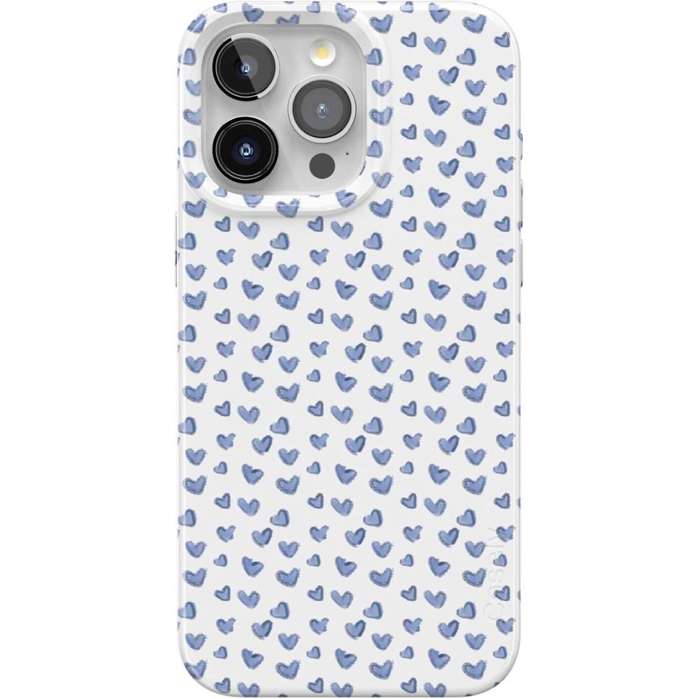imageCasely iPhone 15 Pro Case Lovebug Blue Hearts Compatible with MagSafe Classic Ultra Thin Design