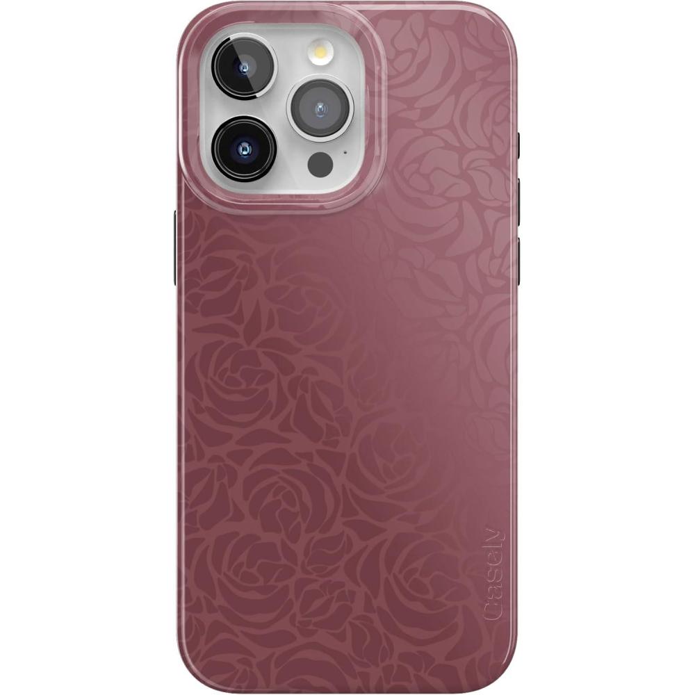 imageCasely iPhone 15 Pro Case  Moody Monochrome  Bordeaux Rose  Compatible with MagSafe  Classic Ultra Thin Design