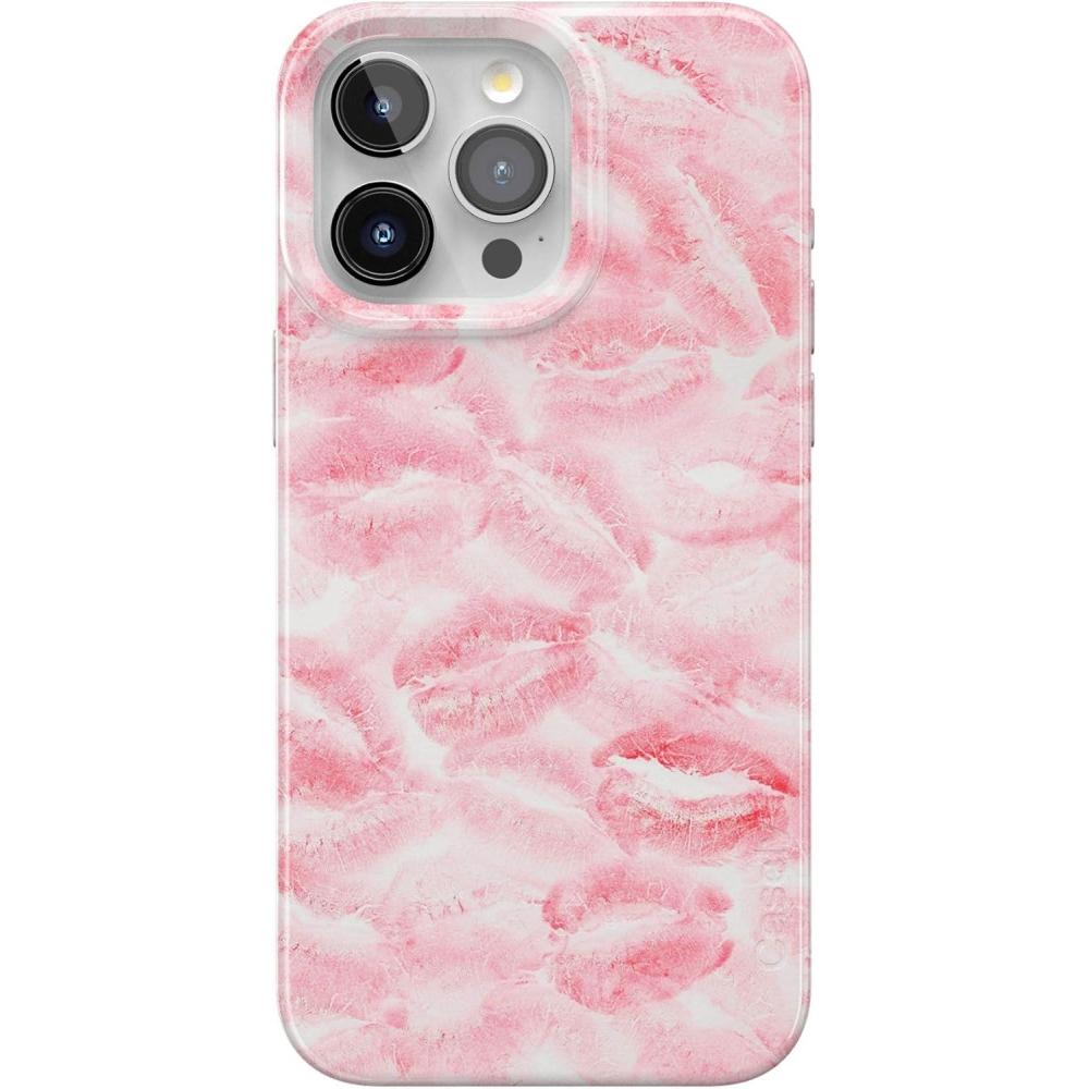 imageCasely iPhone 15 Pro Case  Sealed with a Kiss  Pink Lipstick  Compatible with MagSafe  Classic Ultra Thin Design