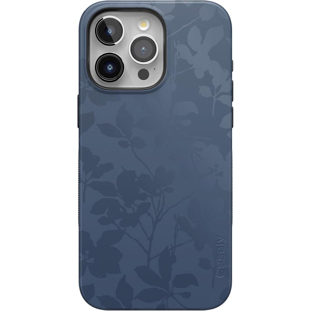 imageCasely iPhone 15 Pro Case Twilight Flora Moody Monochrome Bold Protective Design Compatible with MagSafe
