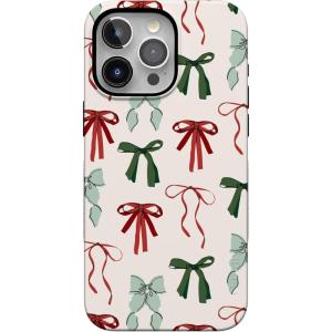 Casely iPhone 15 Pro Case | Festive Girlie | Holiday Bows | Bold Protective Design | Compatible with MagSafe