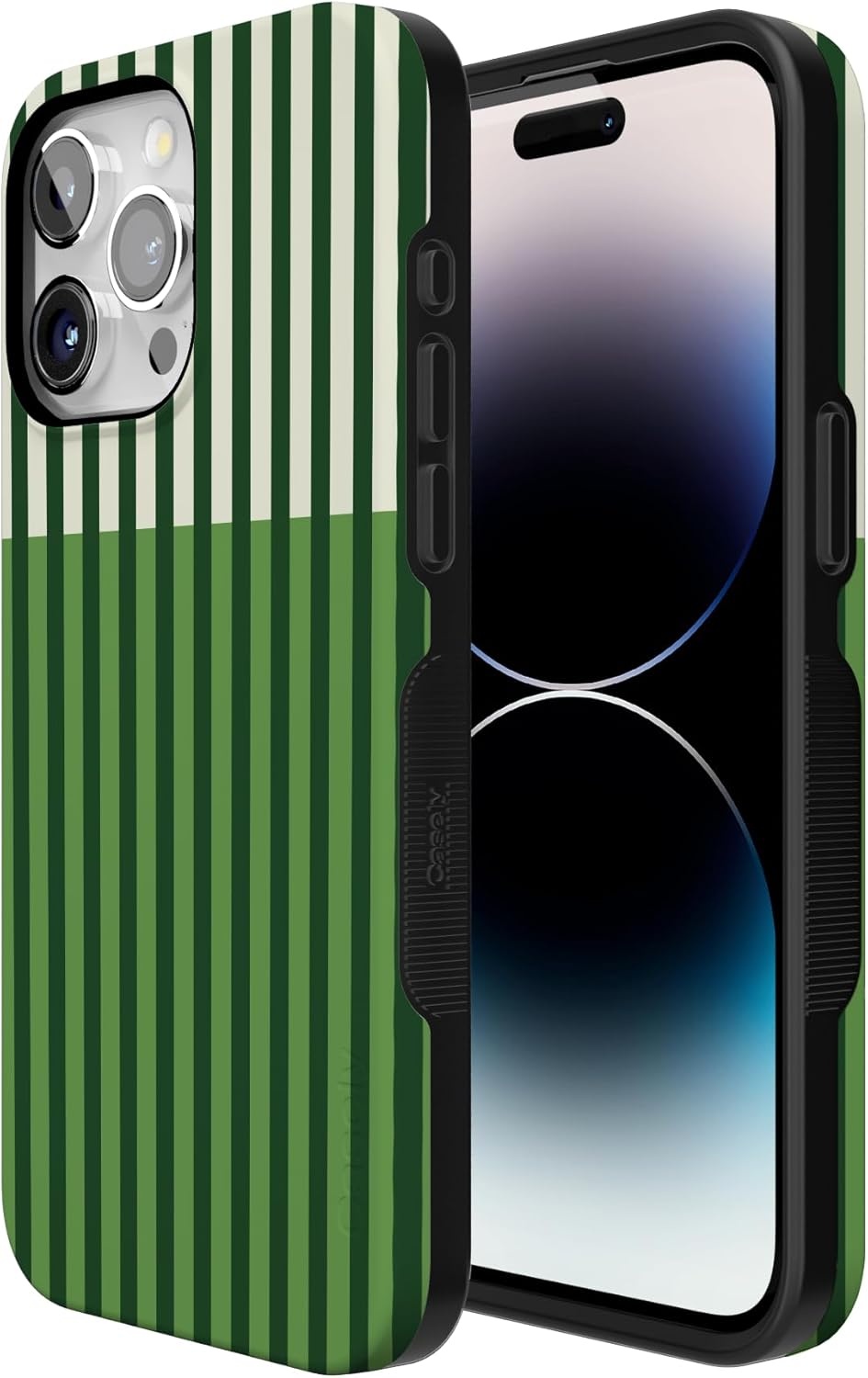 imageCasely iPhone 15 Pro Case Clubhouse Fairway Stripes Bold Protective Design Compatible with MagSafe