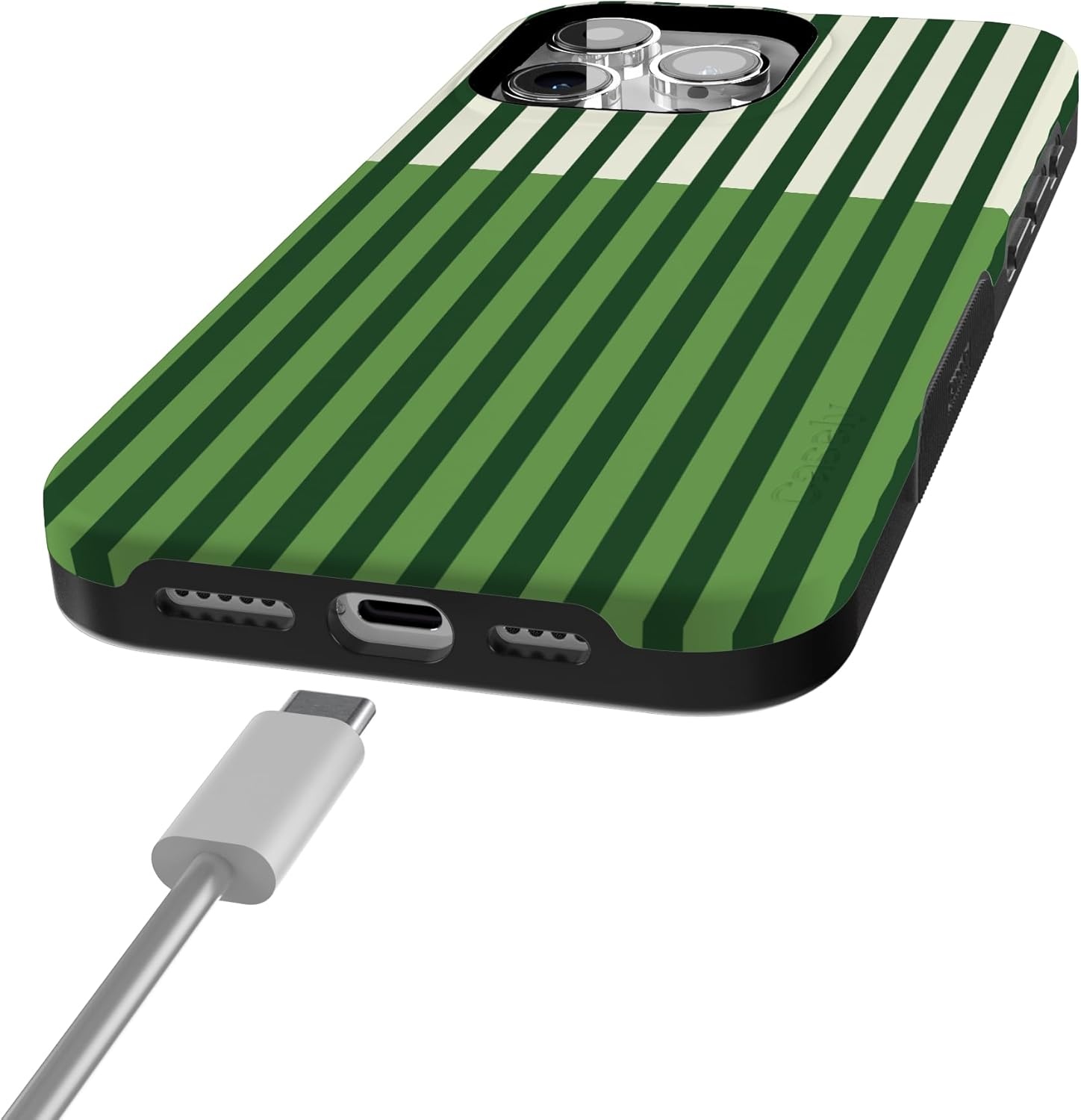 imageCasely iPhone 15 Pro Case Clubhouse Fairway Stripes Bold Protective Design Compatible with MagSafe