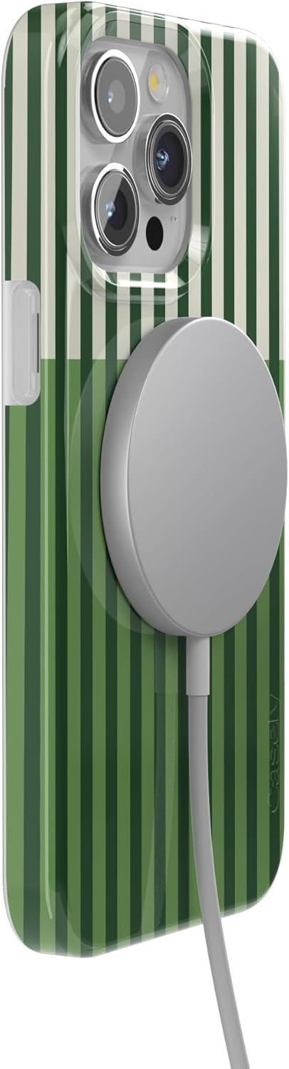 imageCasely iPhone 15 Pro Case Clubhouse Fairway Stripes Compatible with MagSafe Classic Ultra Thin Design