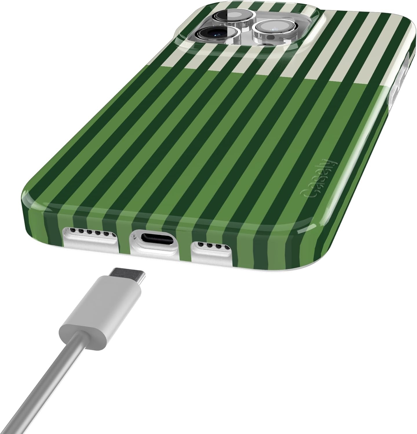 imageCasely iPhone 15 Pro Case Clubhouse Fairway Stripes Compatible with MagSafe Classic Ultra Thin Design
