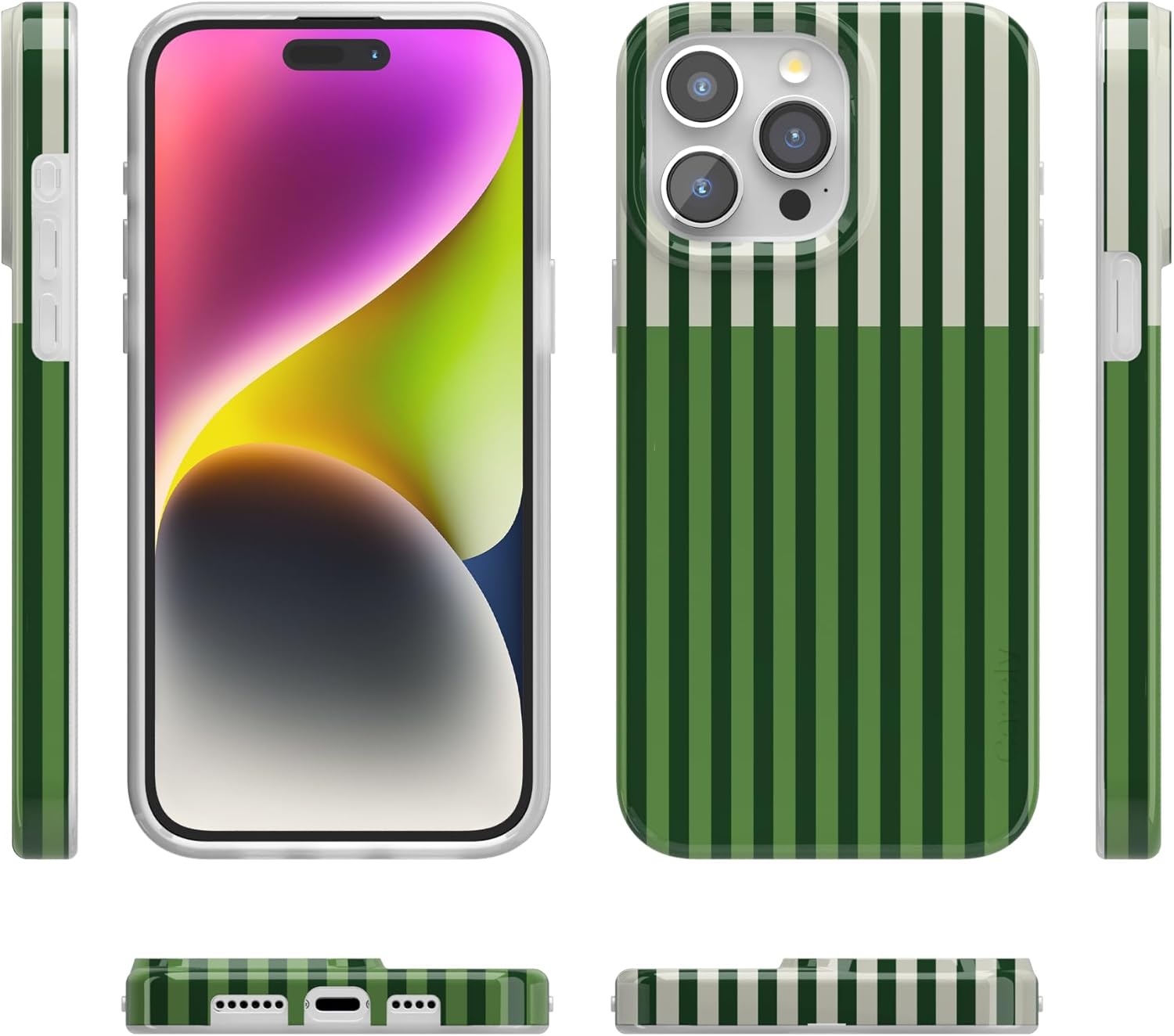 imageCasely iPhone 15 Pro Case Clubhouse Fairway Stripes Compatible with MagSafe Classic Ultra Thin Design