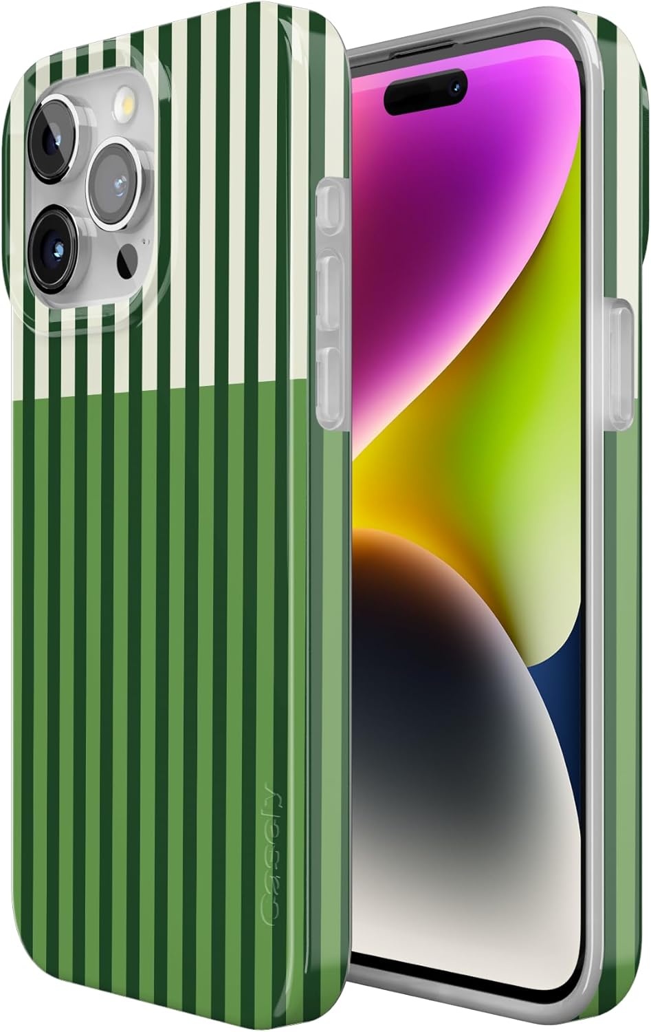 imageCasely iPhone 15 Pro Case Clubhouse Fairway Stripes Compatible with MagSafe Classic Ultra Thin Design