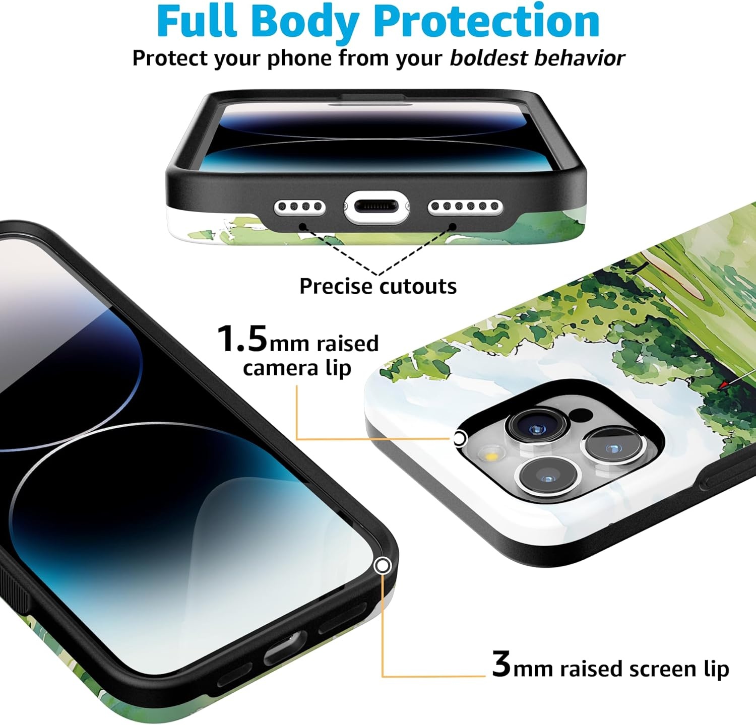 imageCasely iPhone 15 Pro Case Clubhouse Tee Time Bold Protective Design Compatible with MagSafe