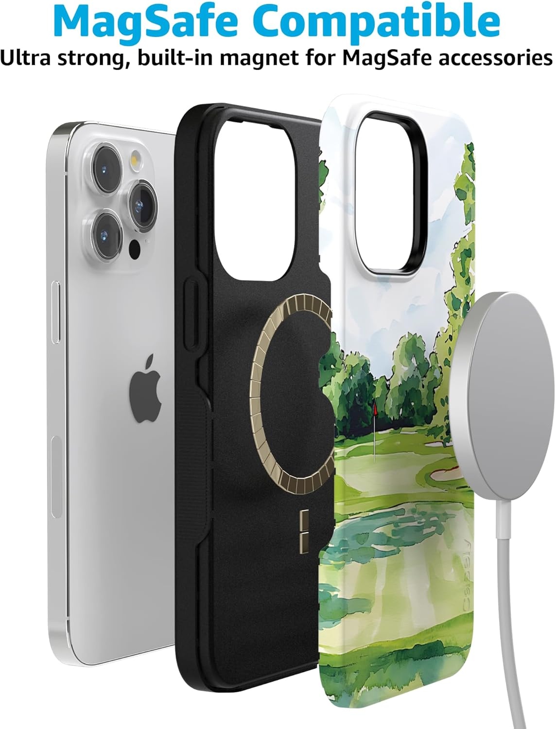 imageCasely iPhone 15 Pro Case Clubhouse Tee Time Bold Protective Design Compatible with MagSafe