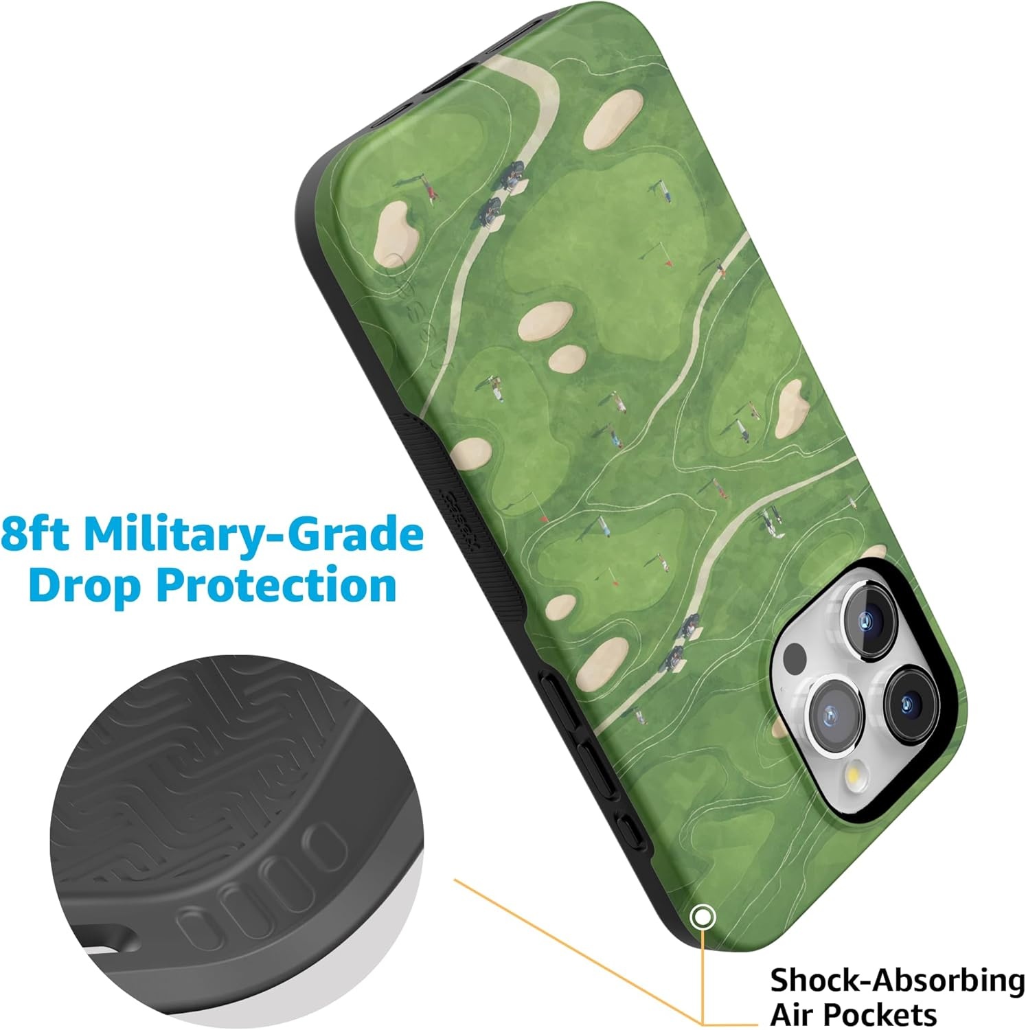 imageCasely iPhone 15 Pro Case Clubhouse The Back Nine Bold Protective Design Compatible with MagSafe