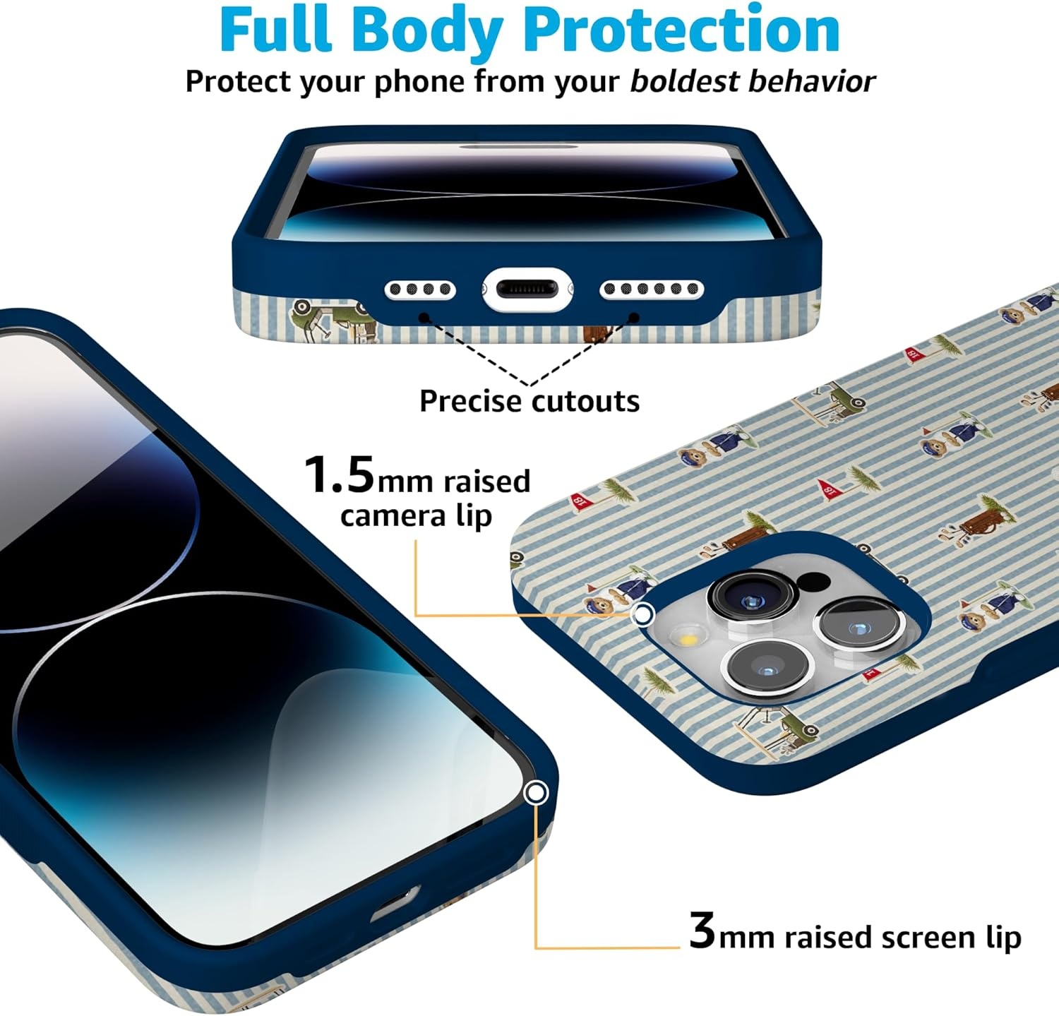 imageCasely iPhone 15 Pro Case Clubhouse The Caddie Print Bold Protective Design Compatible with MagSafe