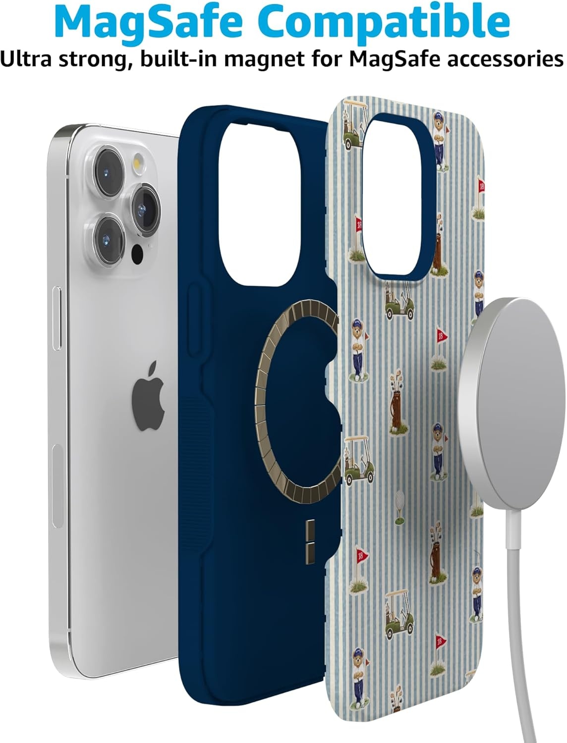imageCasely iPhone 15 Pro Case Clubhouse The Caddie Print Bold Protective Design Compatible with MagSafe