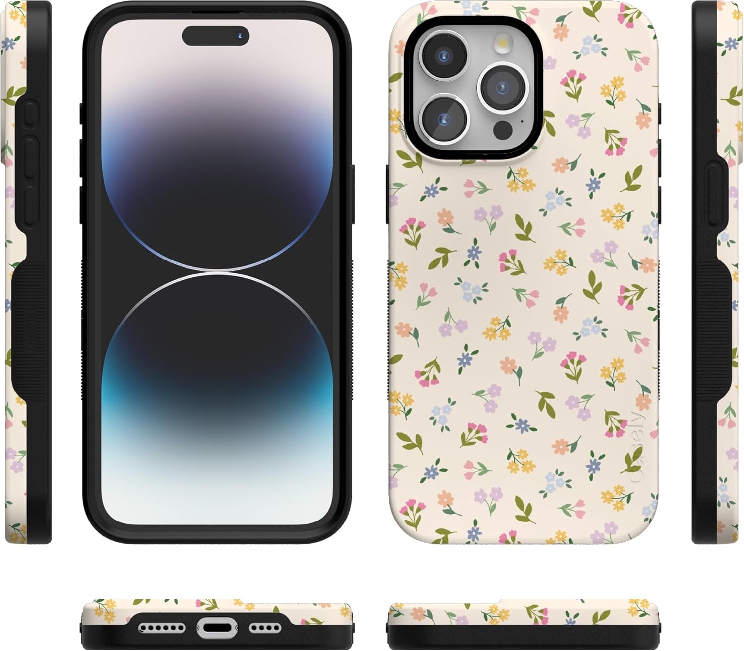 imageCasely iPhone 15 Pro Case Ditsy Floral Tiny Flowers Bold Protective Design Compatible with MagSafe