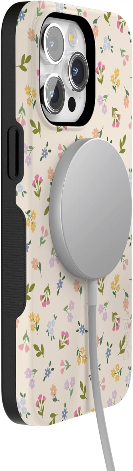 imageCasely iPhone 15 Pro Case Ditsy Floral Tiny Flowers Bold Protective Design Compatible with MagSafe