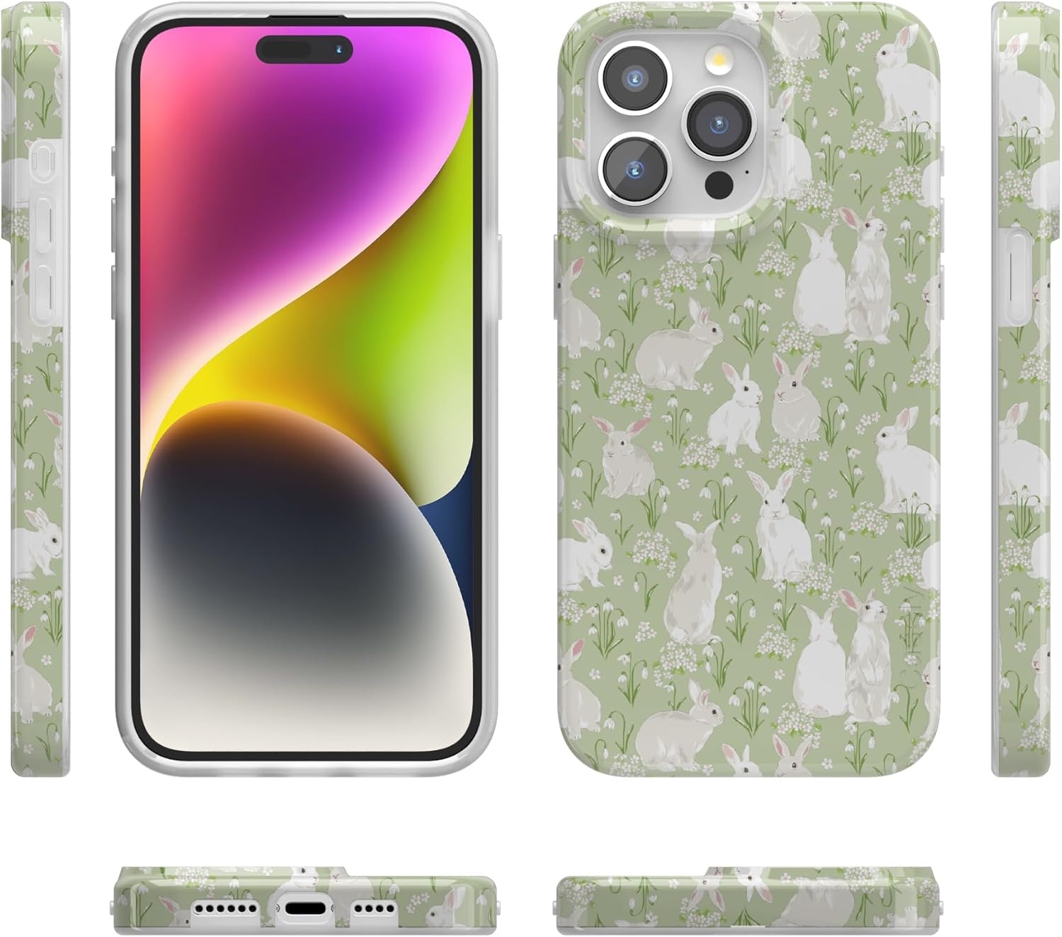 imageCasely iPhone 15 Pro Case Hop to it Green Bunny Compatible with MagSafe Classic Ultra Thin Design
