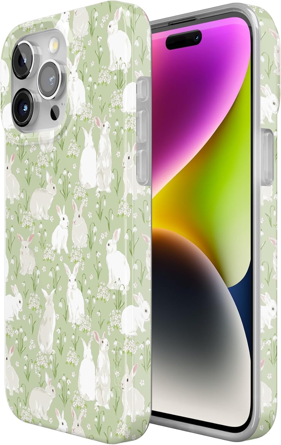 imageCasely iPhone 15 Pro Case Hop to it Green Bunny Compatible with MagSafe Classic Ultra Thin Design