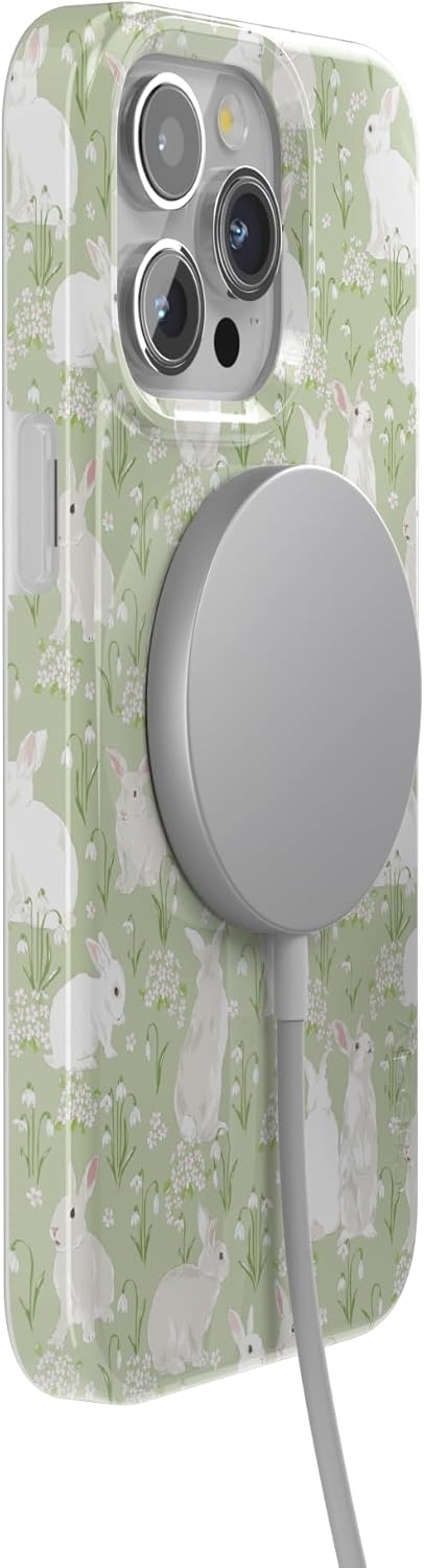 imageCasely iPhone 15 Pro Case Hop to it Green Bunny Compatible with MagSafe Classic Ultra Thin Design