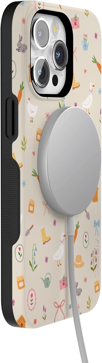 imageCasely iPhone 15 Pro Case Hoppy Garden Spring Things Bold Protective Design Compatible with MagSafe