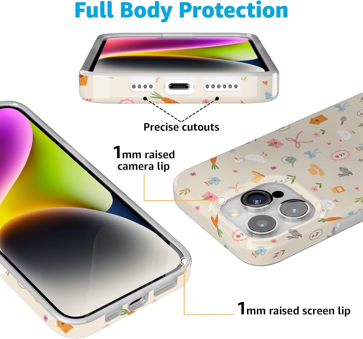 imageCasely iPhone 15 Pro Case Hoppy Garden Spring Things Compatible with MagSafe Classic Ultra Thin Design
