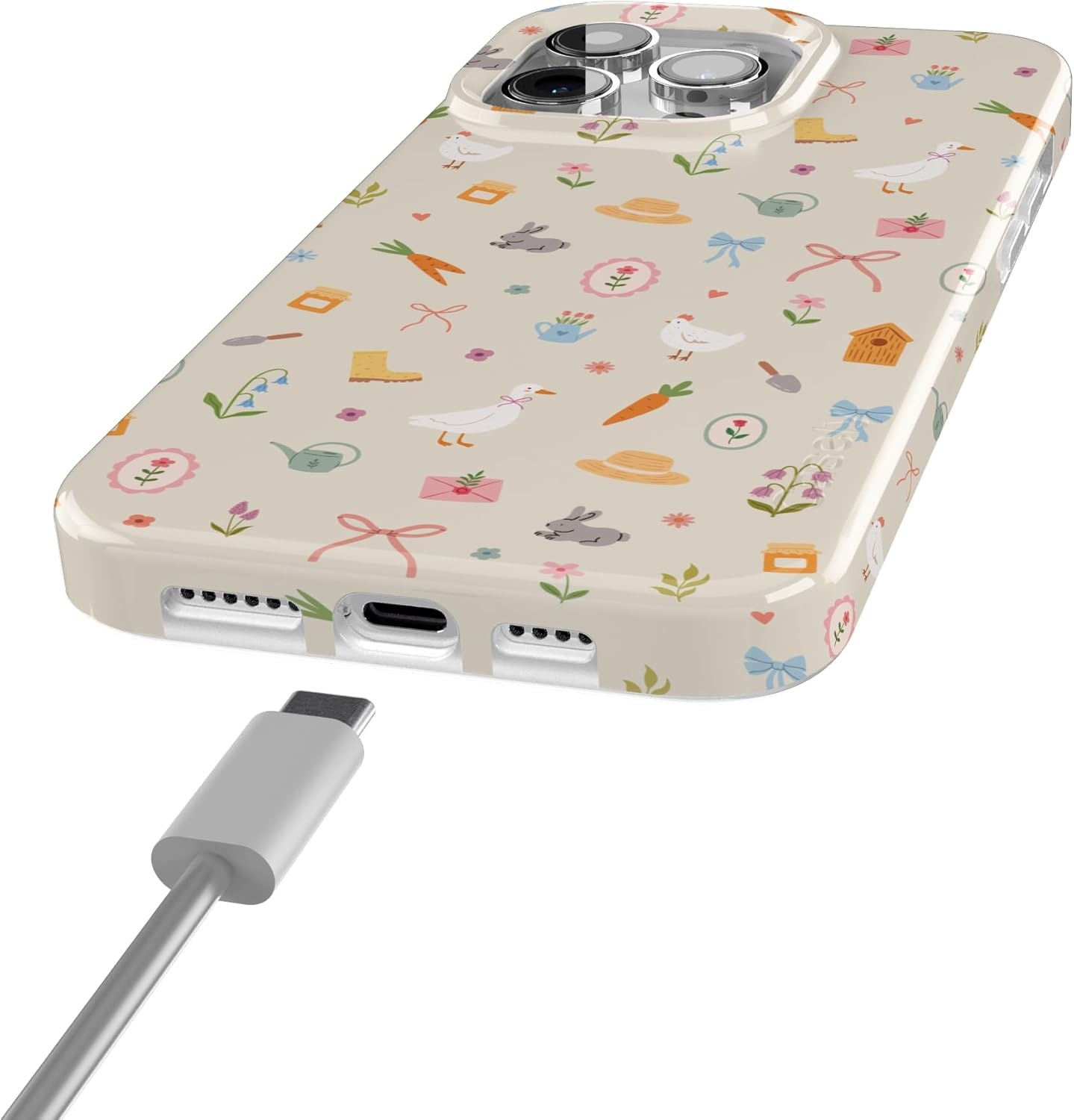 imageCasely iPhone 15 Pro Case Hoppy Garden Spring Things Compatible with MagSafe Classic Ultra Thin Design