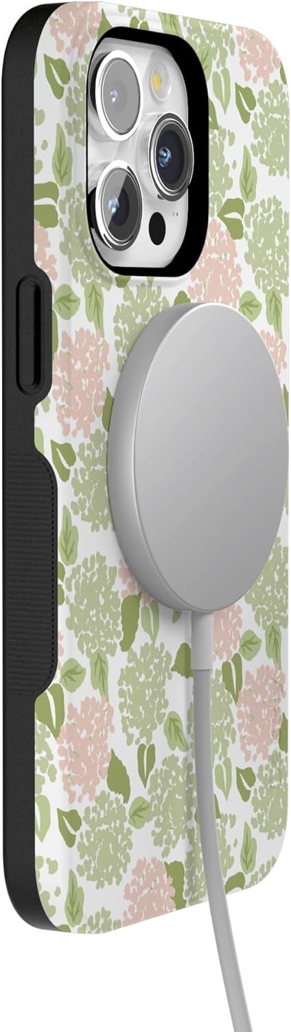 imageCasely iPhone 15 Pro Case Hydrangea Haze Floral Garden Bold Protective Design Compatible with MagSafe