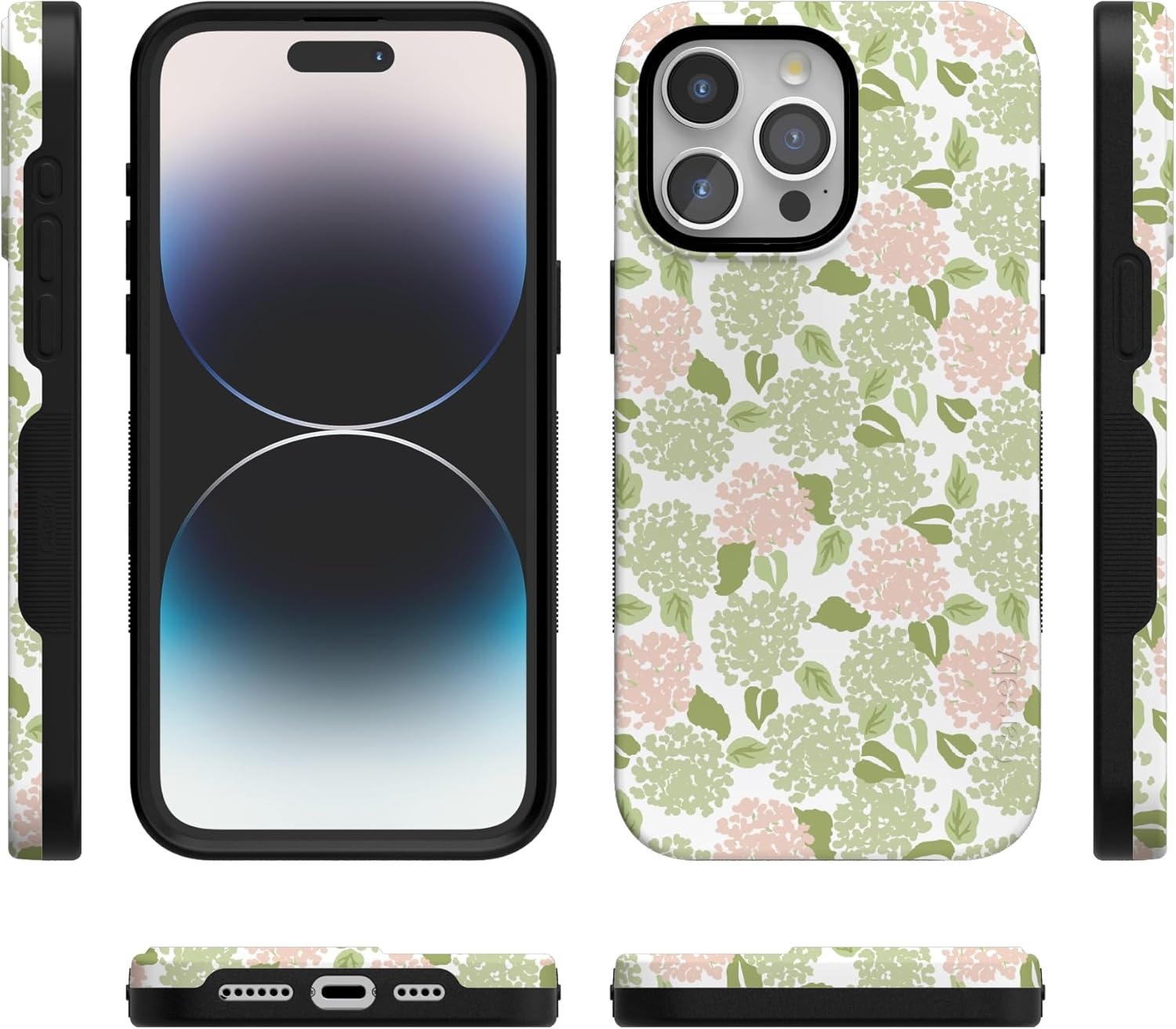 imageCasely iPhone 15 Pro Case Hydrangea Haze Floral Garden Bold Protective Design Compatible with MagSafe