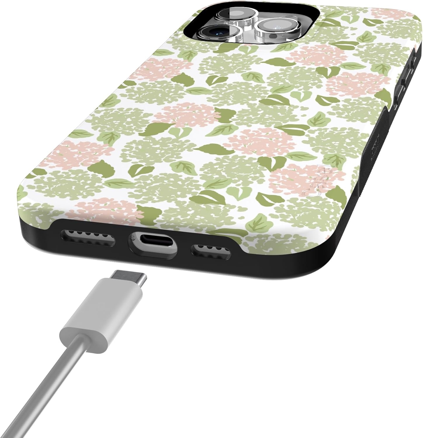 imageCasely iPhone 15 Pro Case Hydrangea Haze Floral Garden Bold Protective Design Compatible with MagSafe