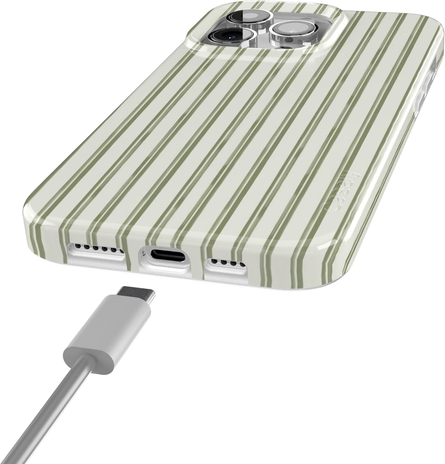 imageCasely iPhone 15 Pro Case Linen Stripe The Boyfriend Collection Compatible with MagSafe Classic Ultra Thin Design