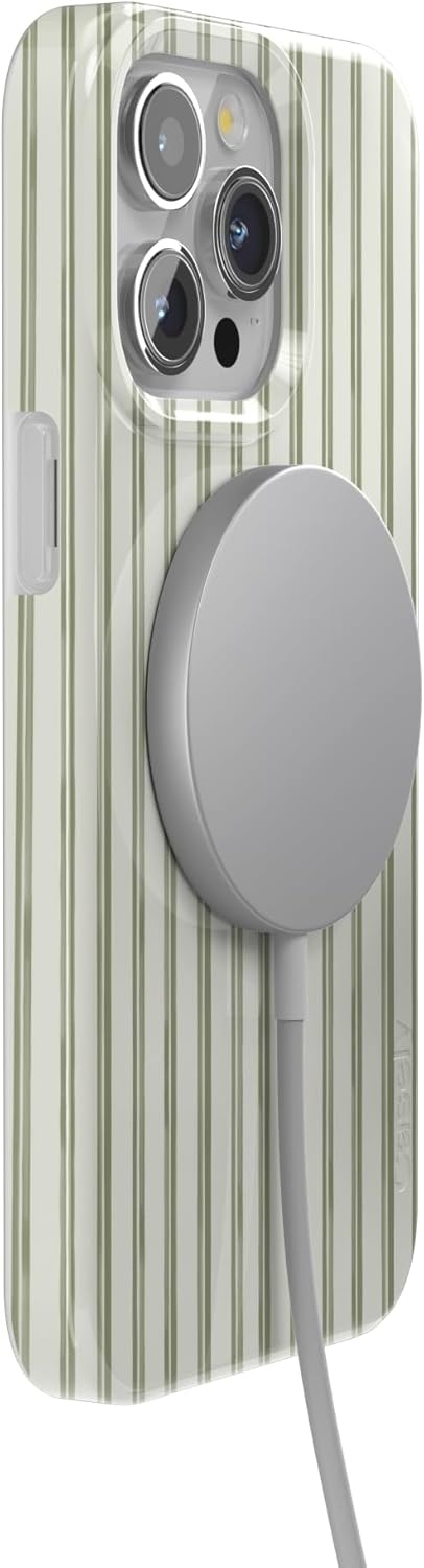 imageCasely iPhone 15 Pro Case Linen Stripe The Boyfriend Collection Compatible with MagSafe Classic Ultra Thin Design