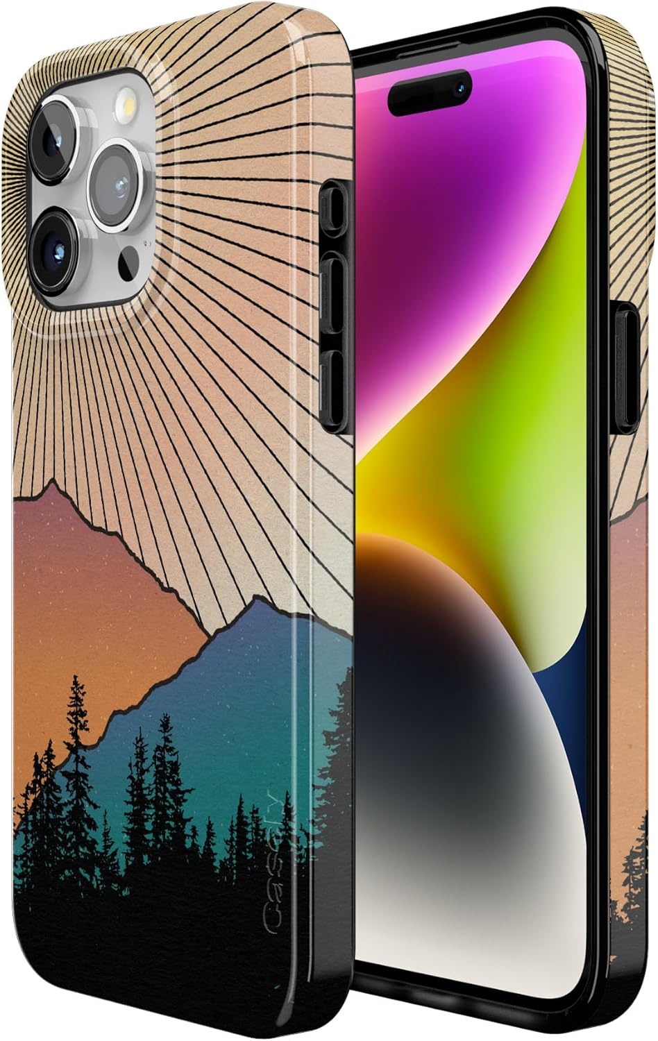 imageCasely iPhone 15 Pro Case Mountain Sunset Golden Hour Compatible with MagSafe Classic Ultra Slim Design