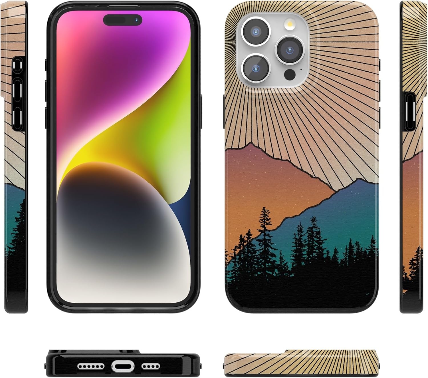 imageCasely iPhone 15 Pro Case Mountain Sunset Golden Hour Compatible with MagSafe Classic Ultra Slim Design
